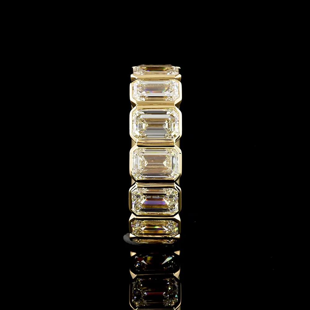 18K Yellow Gold Eternity Band with Bezel-Set Emerald Cut Lab Diamonds - 8.79 Carat Total Weight (E-F Color, VS2 Clarity) - Covaloro Fine Jewelry - Image 2