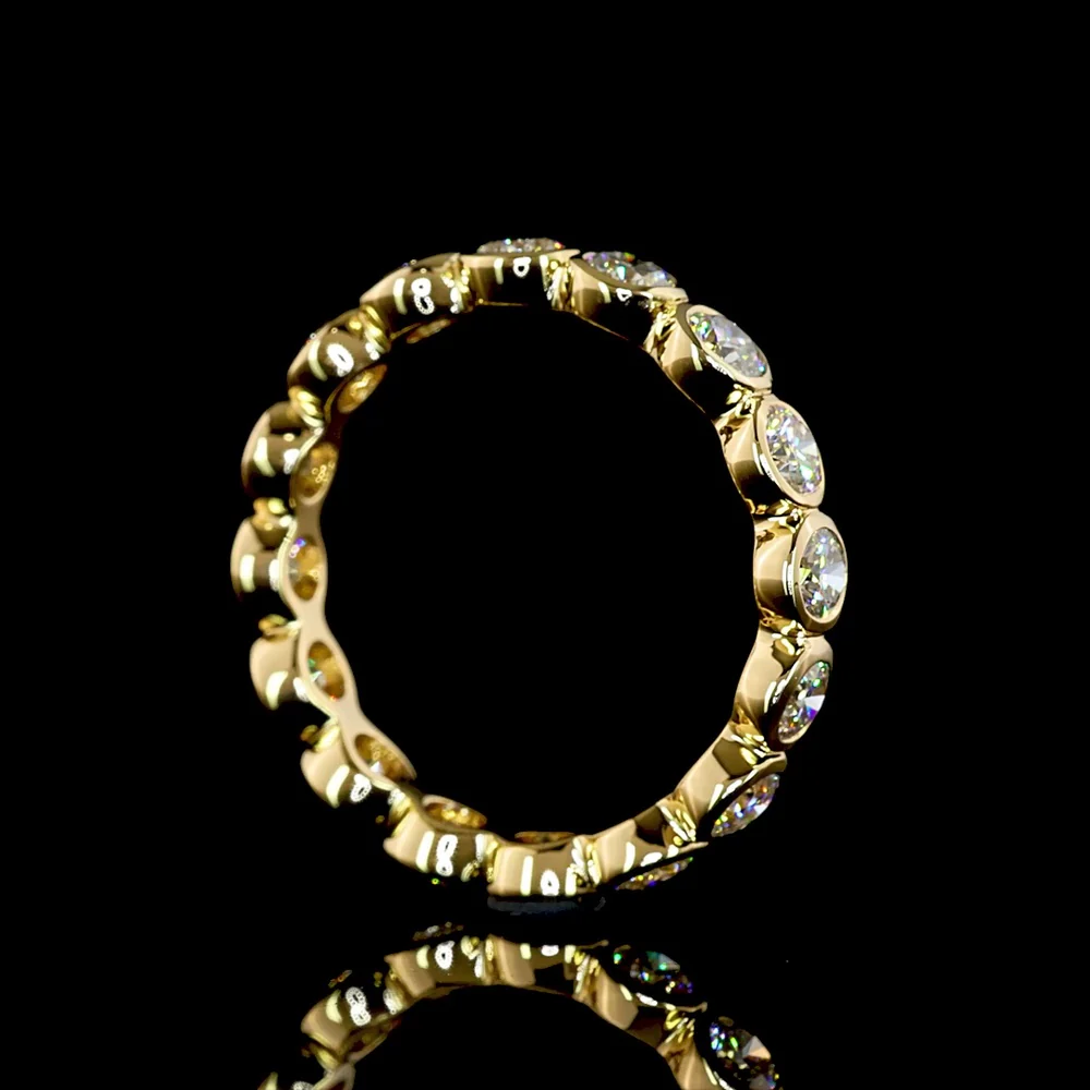18K Yellow Gold Eternity Band with Bezel Set Round Lab Diamonds - 1.74 Carats Total Diamond Weight - Covaloro Fine Jewelry - Image 3
