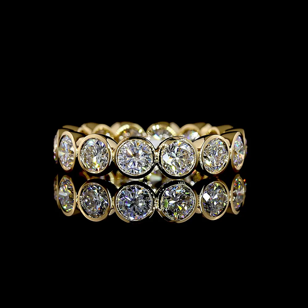 18K Yellow Gold Eternity Band with Bezel Set Round Lab Diamonds - 2.90 Total Carat Weight, E-F Color, VS1 Clarity - Covaloro Fine Jewelry