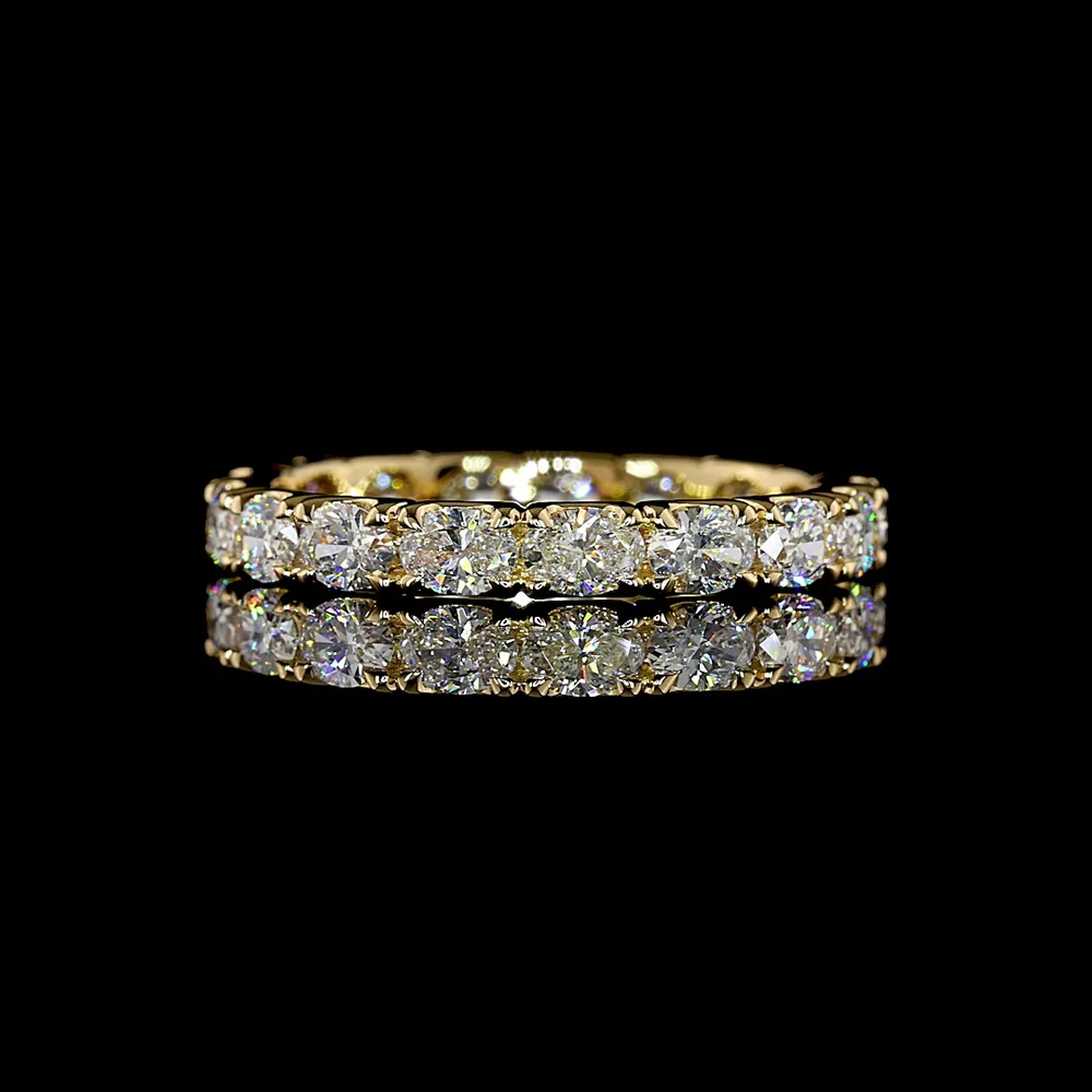 18K Yellow Gold Eternity Band with East-West Oval Cut Lab Diamonds in U Prong Setting - 1.36 Carats Total Diamond Weight - Covaloro Fine Jewelry