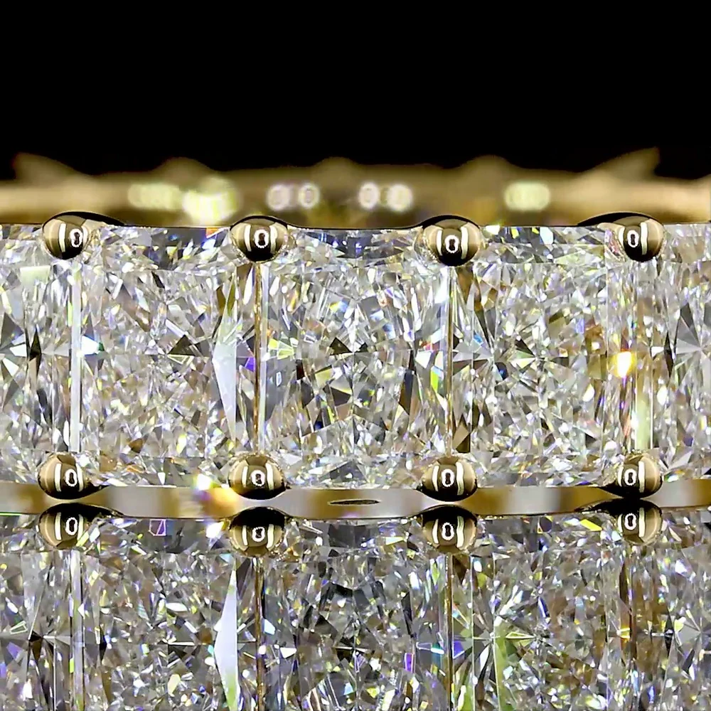 18K Yellow Gold Eternity Band with North-South Prong Set Radiant Cut Lab Diamonds - 3.74 Carat Total Weight - Covaloro Fine Jewelry - Image 2