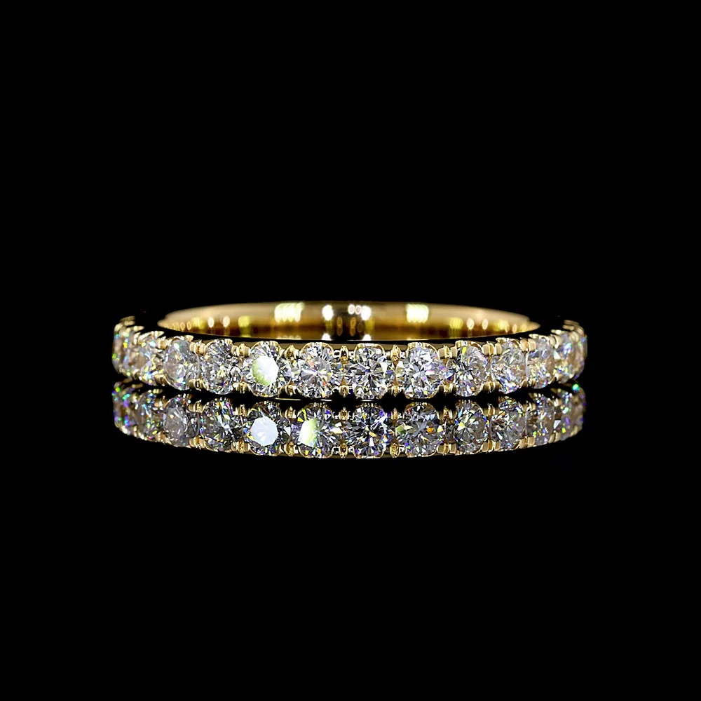 18K Yellow Gold Eternity Band with Pave Set Round Brilliant Cut Lab Diamonds - 0.96 Carats Total Diamond Weight - Covaloro Fine Jewelry