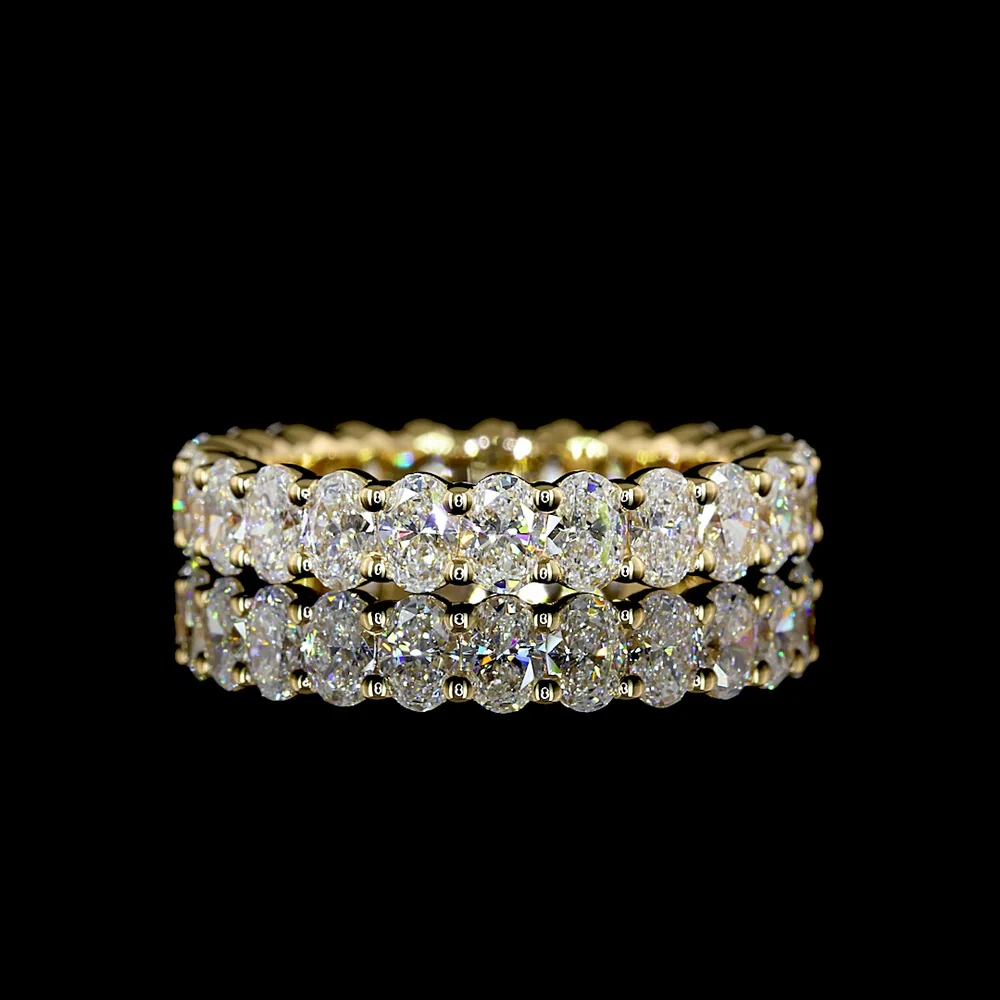 18K Yellow Gold Eternity Band with Prong Set Oval Cut Lab Diamonds - 2.52 Carat Total Diamond Weight - Covaloro Fine Jewelry