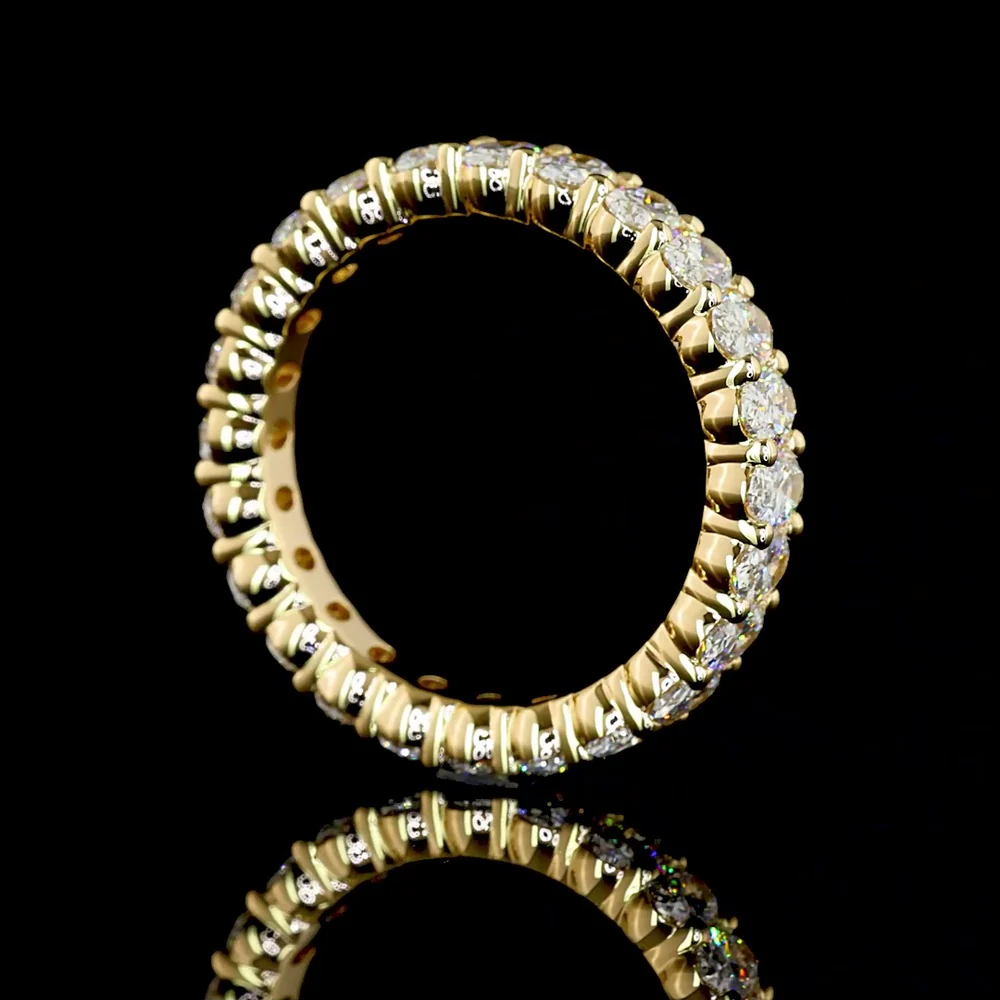 18K Yellow Gold Eternity Band with Prong Set Oval Cut Lab Diamonds - 2.52 Carat Total Diamond Weight - Covaloro Fine Jewelry - Image 3