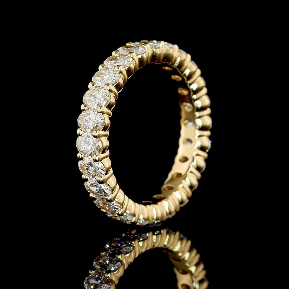 18K Yellow Gold Eternity Band with Prong Set Oval Cut Lab Diamonds - 2.52 Carat Total Diamond Weight - Covaloro Fine Jewelry - Image 4