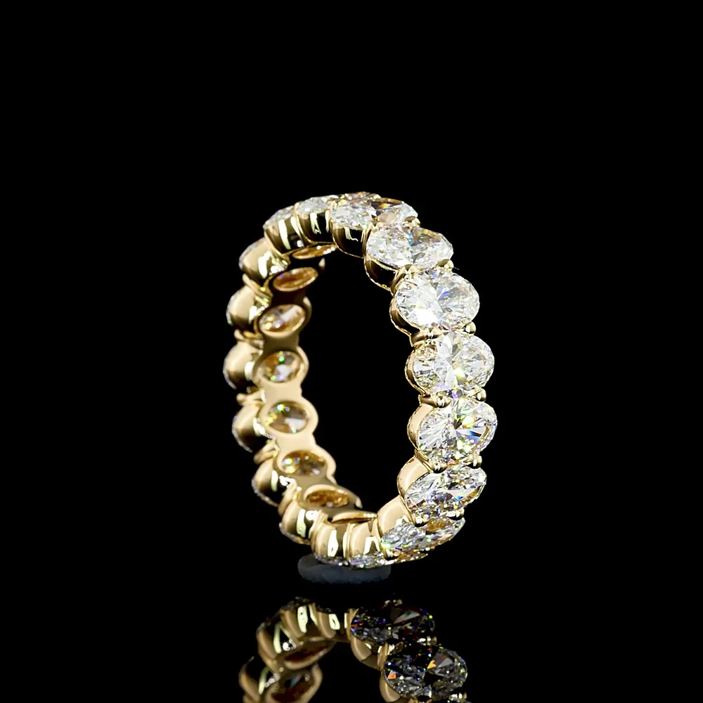 18K Yellow Gold Eternity Band with Prong Set Oval Cut Lab Diamonds - 5.44 Carat Total Weight, E-F Color VS1 Clarity - Covaloro Fine Jewelry - Image 2