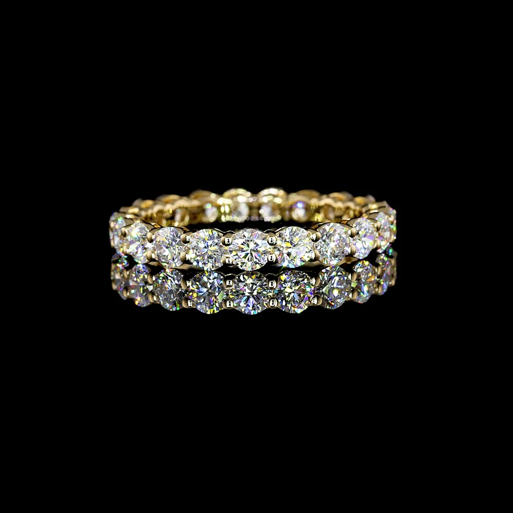 18K Yellow Gold Eternity Band with Prong Set Round Lab Diamonds - 2.09 Carat Total Diamond Weight, E-F Color, VS1 Clarity - Covaloro Fine Jewelry
