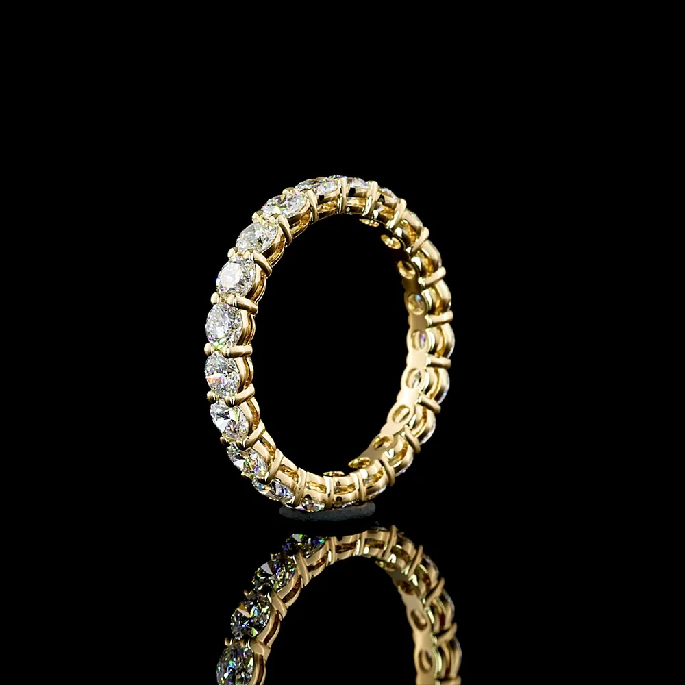 18K Yellow Gold Eternity Band with Prong Set Round Lab Diamonds - 2.09 Carat Total Diamond Weight, E-F Color, VS1 Clarity - Covaloro Fine Jewelry - Image 4