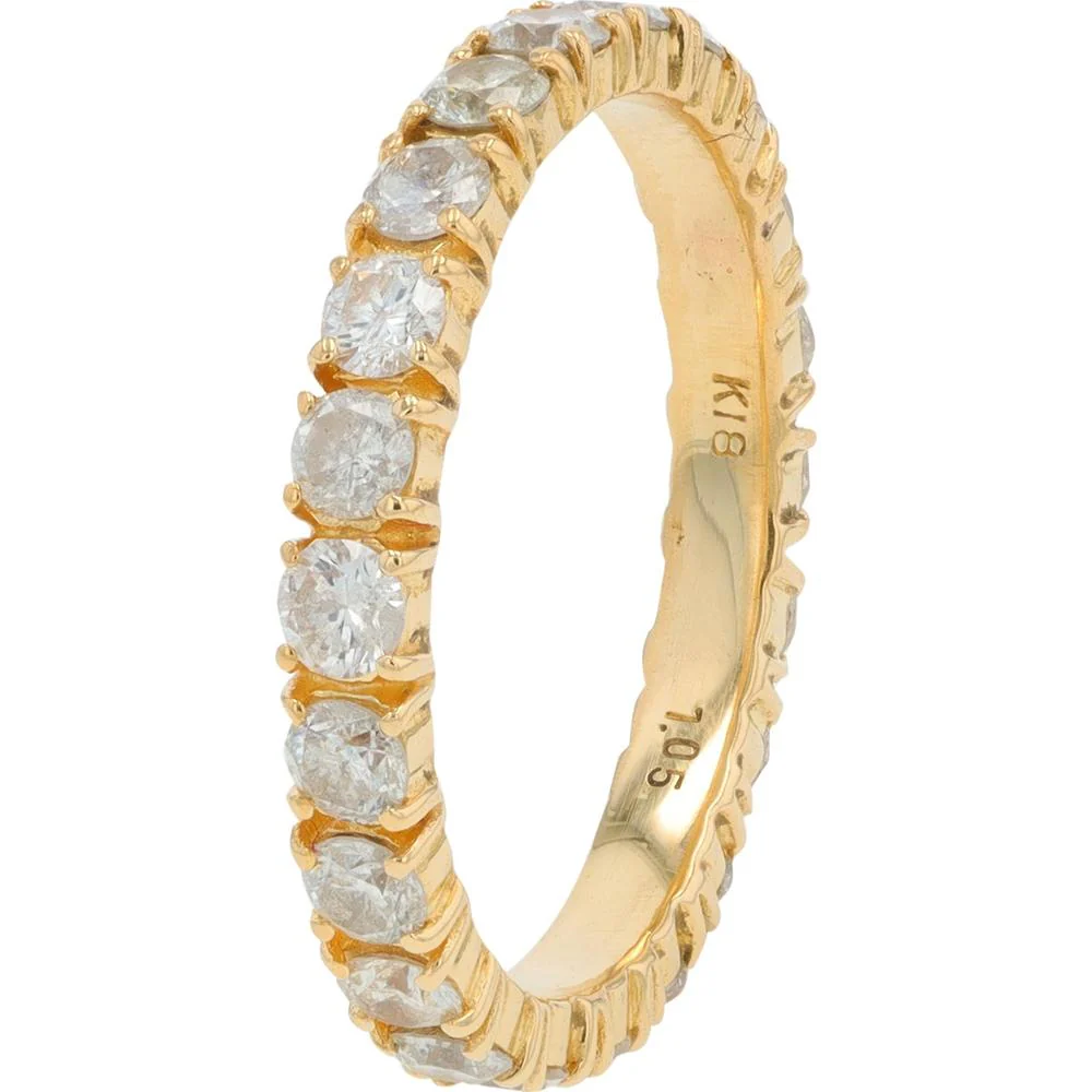 18K Yellow Gold Eternity Band with Round Brilliant Diamonds - 1.05 Carat Total Diamond Weight