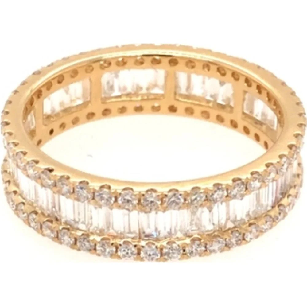 18K Yellow Gold Eternity-Style Band with Baguette and Round Diamonds by Afarin