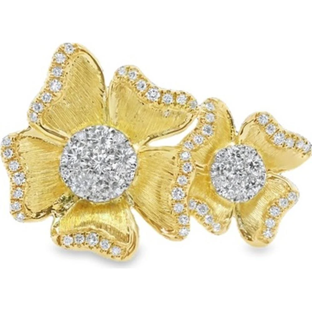 18K Yellow Gold Floral Diamond Ring by Afarin