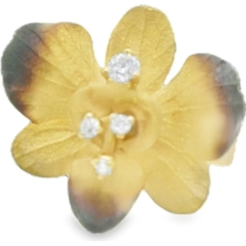 18K Yellow Gold Floral Diamond Ring with Bloom Motif by Afarin