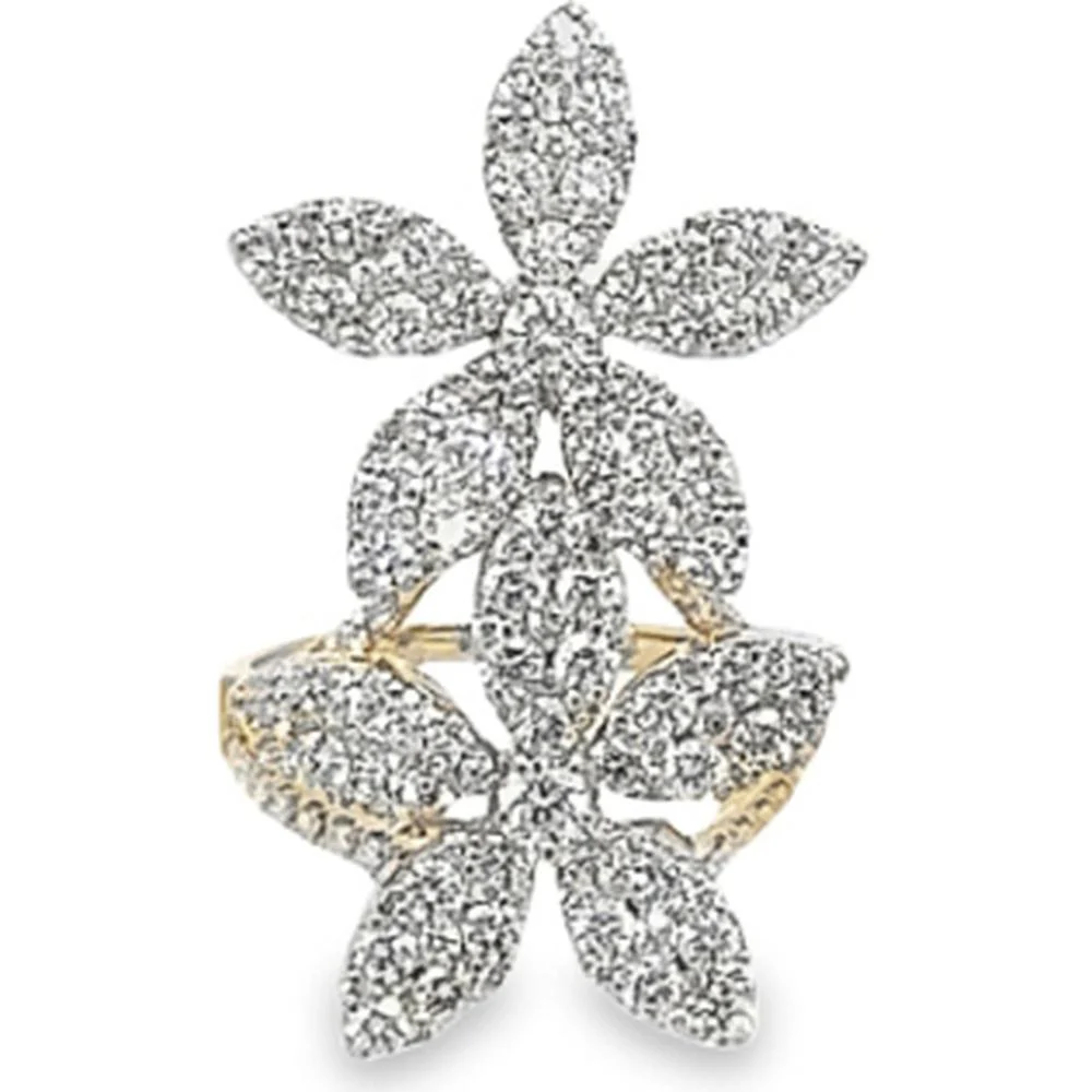 18K Yellow Gold Floral Diamond Statement Ring by Afarin