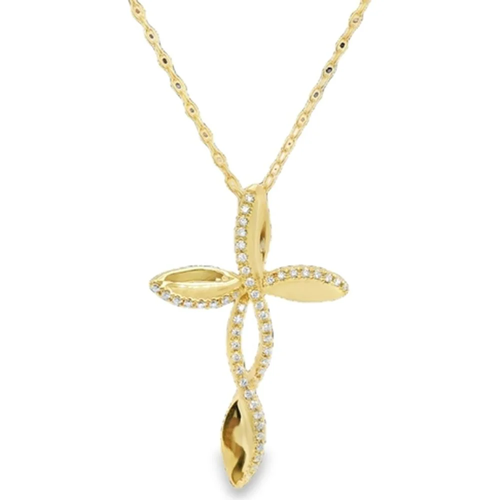18K Yellow Gold Floral Motif Pendant with Diamond Accents by Afarin