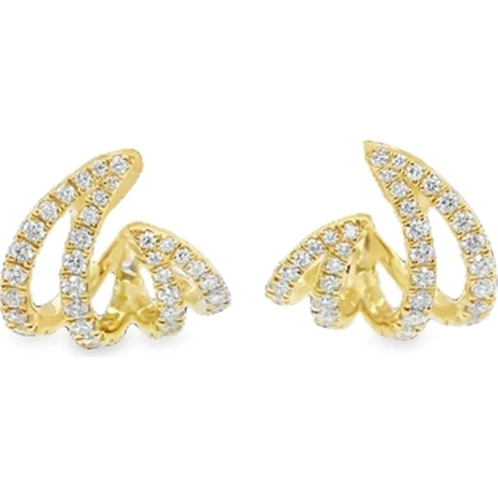 18K Yellow Gold Free Form Diamond Earrings by Afarin