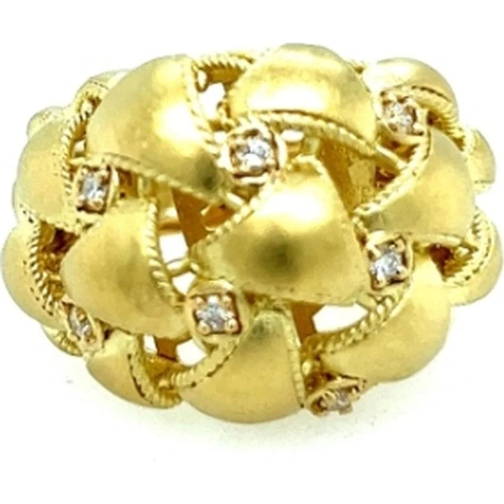 18K Yellow Gold Free-Form Diamond Ring by Afarin