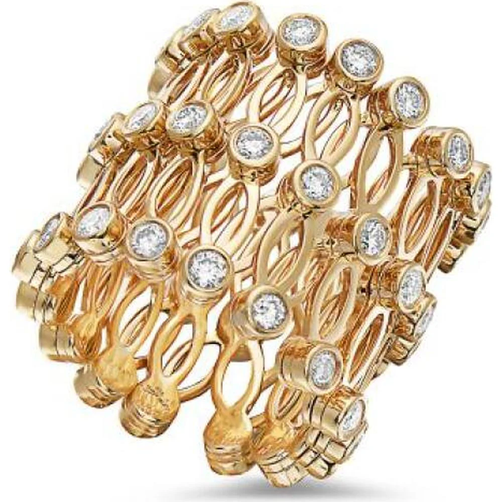 18K Yellow Gold Free Form Diamond Statement Ring by Afarin