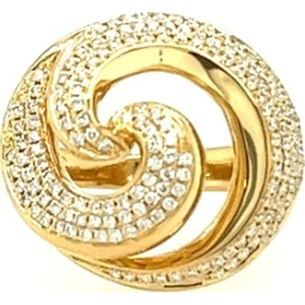 18K Yellow Gold Free Form Diamond Swirl Ring by Afarin