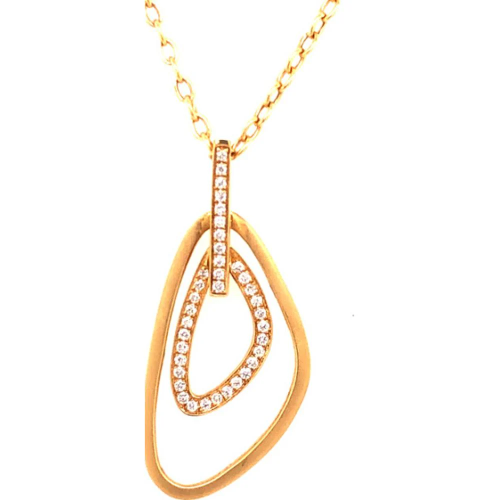 18K Yellow Gold Free-Form Drop Pendant with Diamond Accents by Afarin