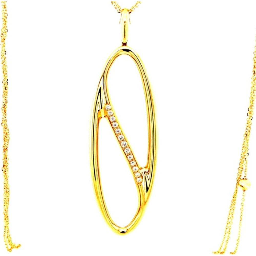 18K Yellow Gold Free-Form Pendant Necklace with Round Diamonds by Afarin