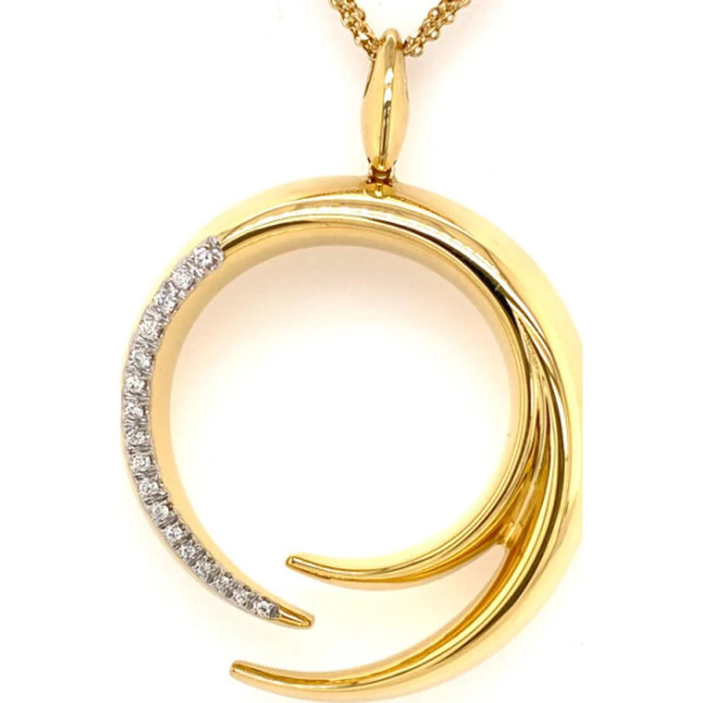 18K Yellow Gold Free Form Pendant with Round Diamonds by Afarin