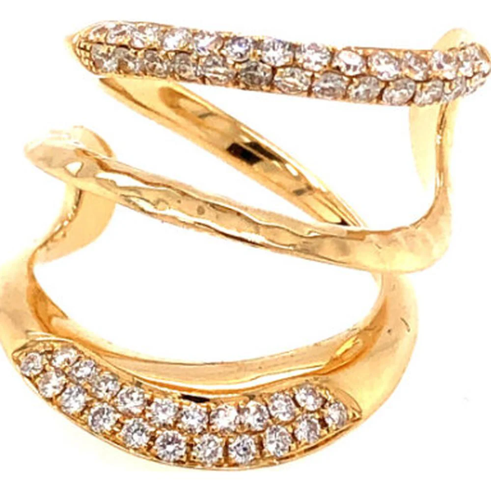 18K Yellow Gold Free Form Ring with Pavé Set Round Diamonds by Afarin