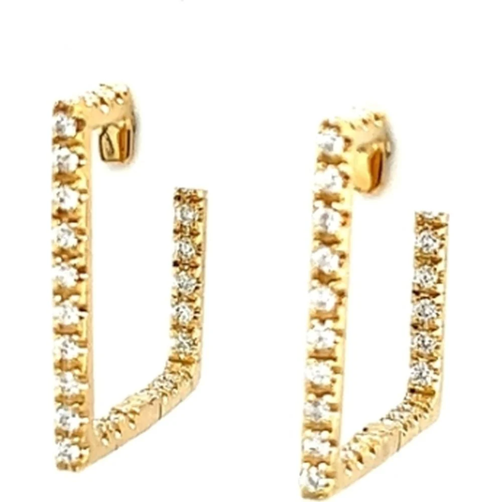 18K Yellow Gold Geometric Diamond Earrings by Afarin