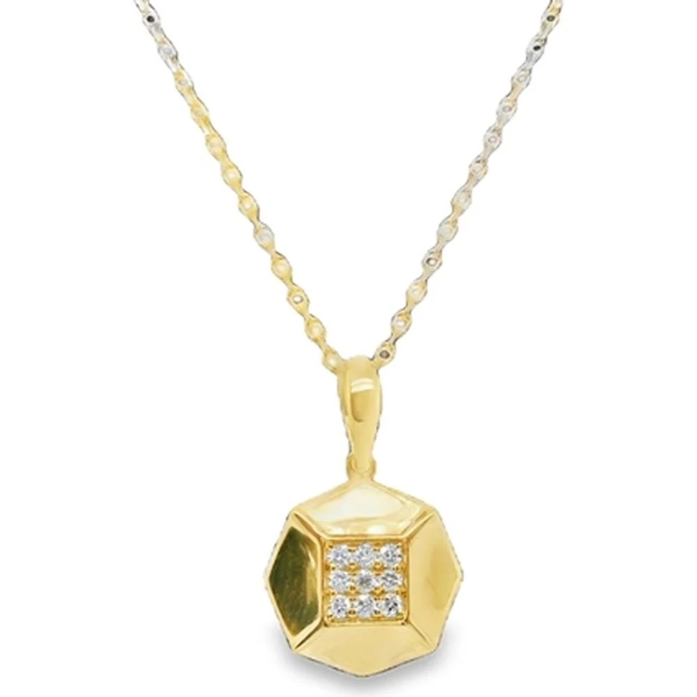 18K Yellow Gold Geometric Diamond Pendant Necklace by Afarin