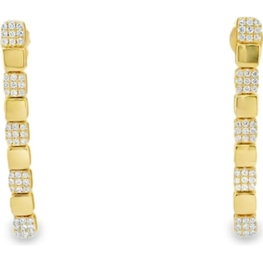 18K Yellow Gold Geometric Drop Earrings with Diamond Accents by Afarin