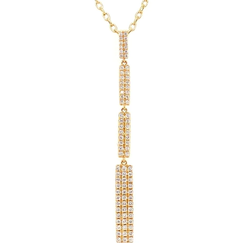 18K Yellow Gold Geometric Drop Pendant Necklace with Round Diamonds by Afarin