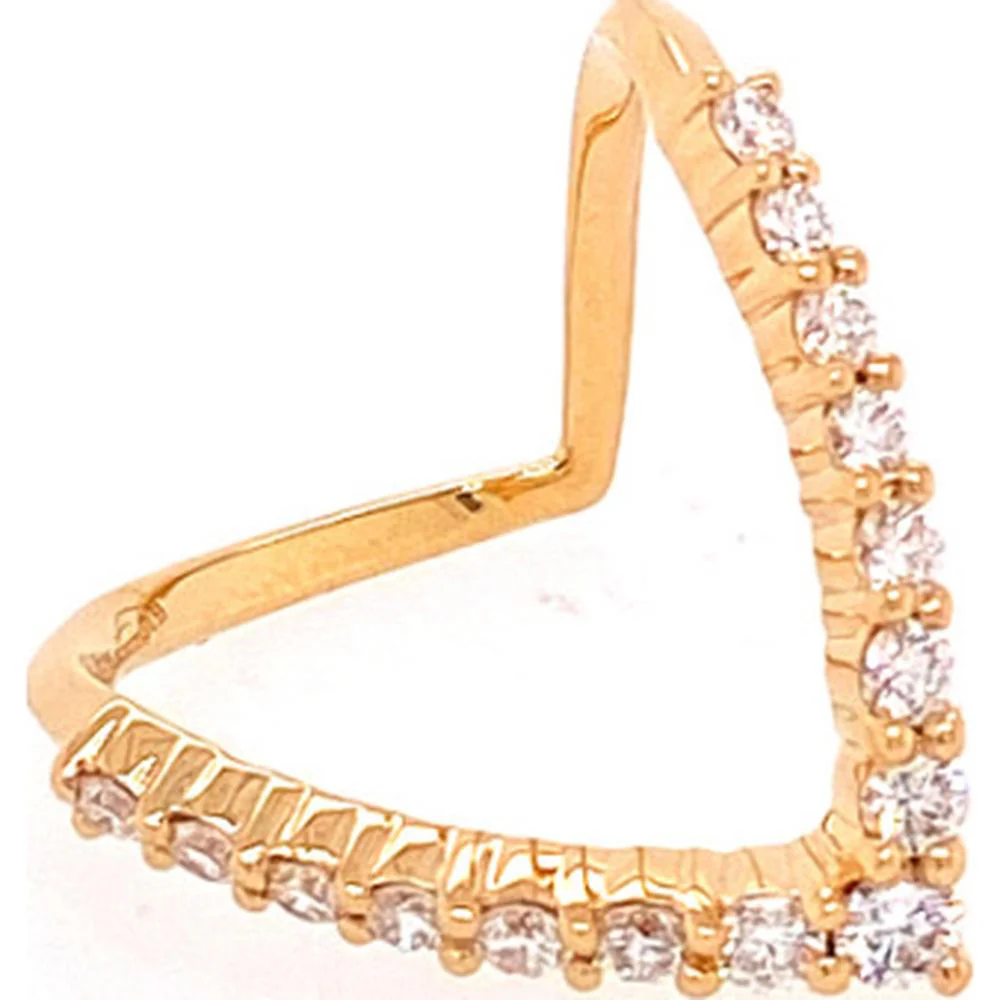 18K Yellow Gold Geometric Open Ring with Round Diamonds by Afarin