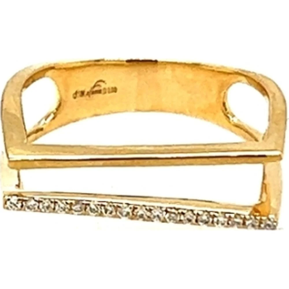 18K Yellow Gold Geometric Ring with Diamond Accent by Afarin
