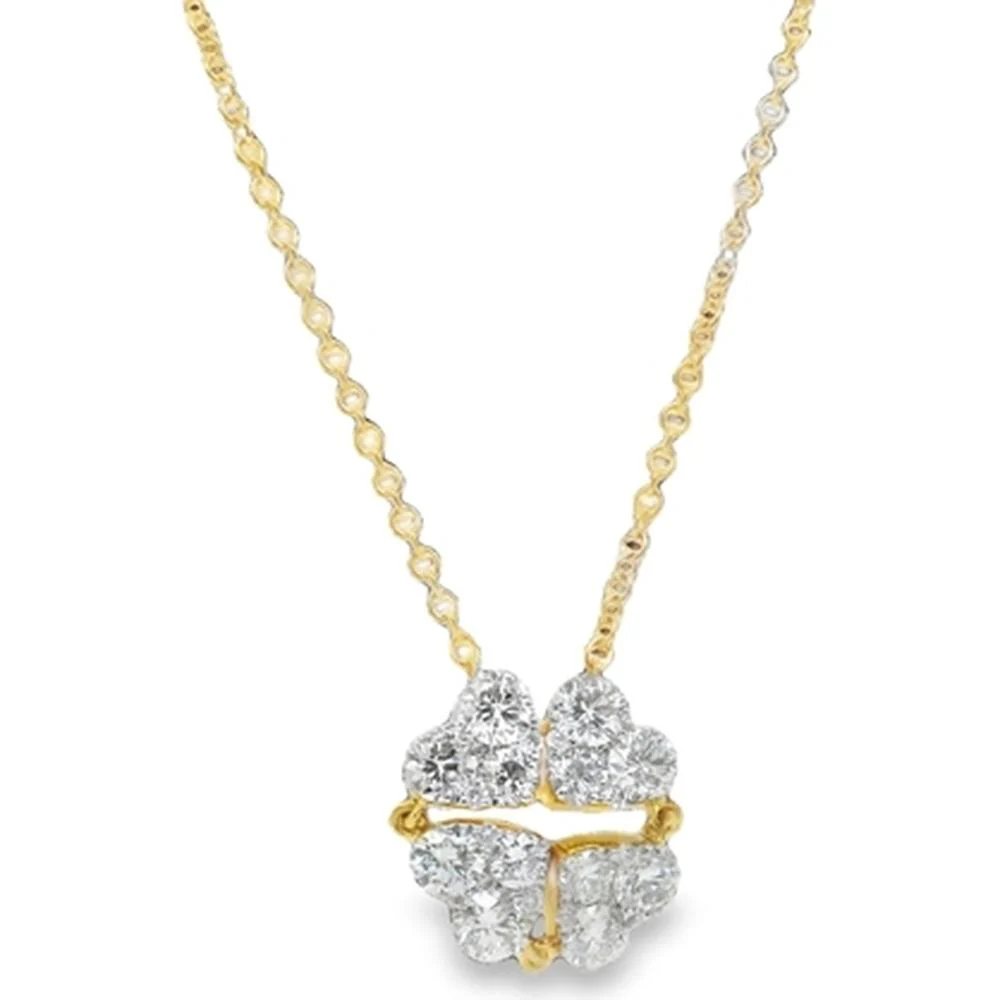 18K Yellow Gold Heart Cluster Diamond Motif Necklace by Afarin