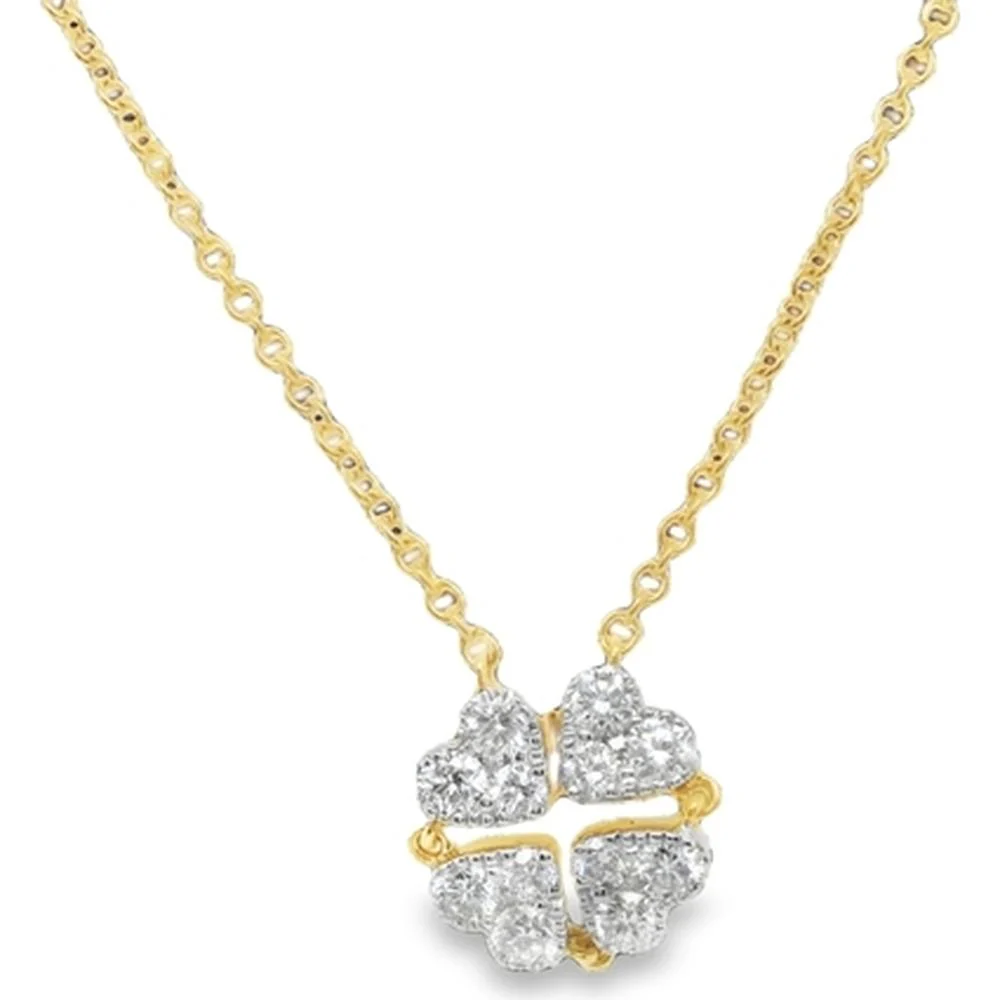 18K Yellow Gold Heart Motif Diamond Necklace by Afarin