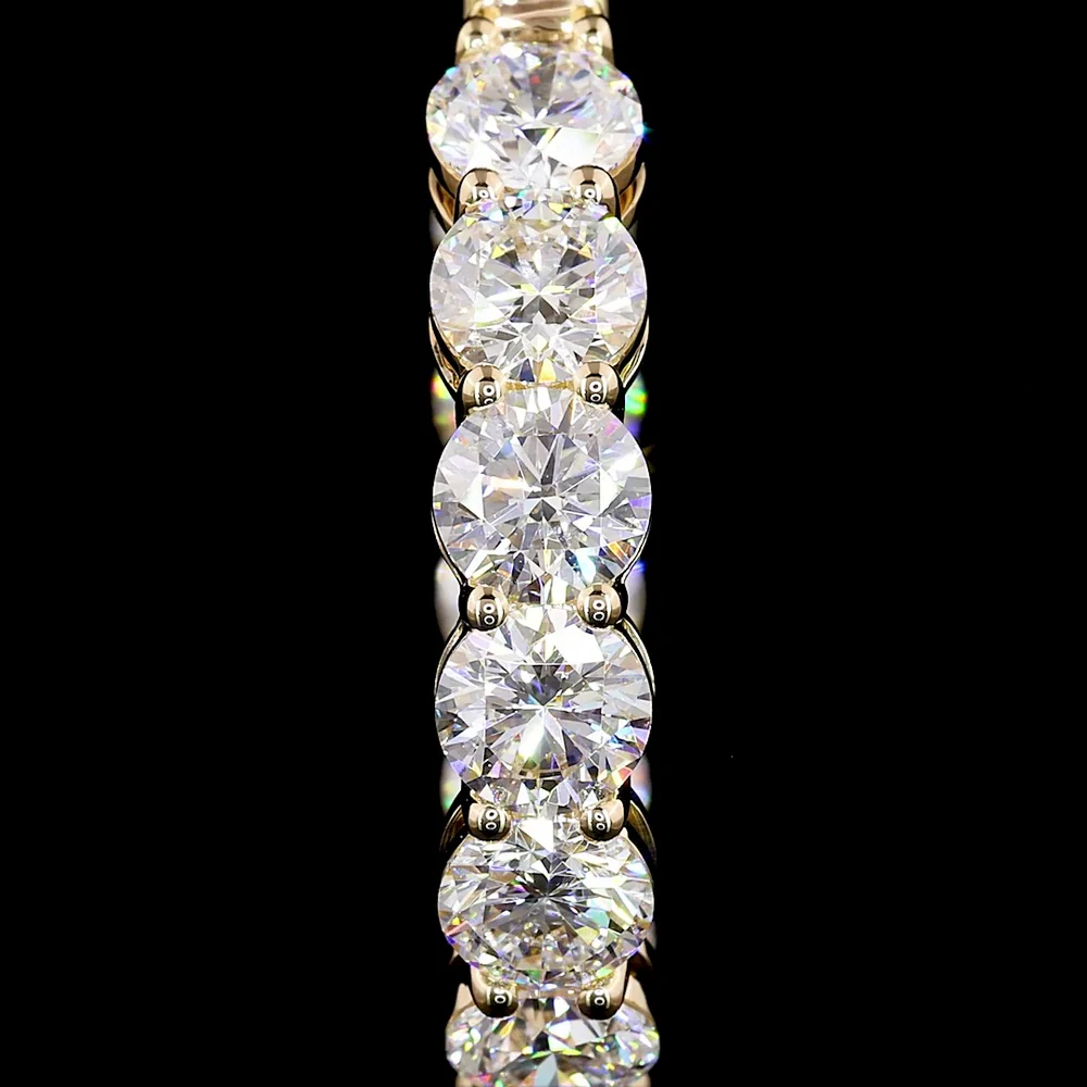 18K Yellow Gold Hoop Earrings with Prong Set Round Lab Diamonds - 6.20 Carat Total Diamond Weight, E-F Color VS2 Clarity - Covaloro Fine Jewelry - Image 4
