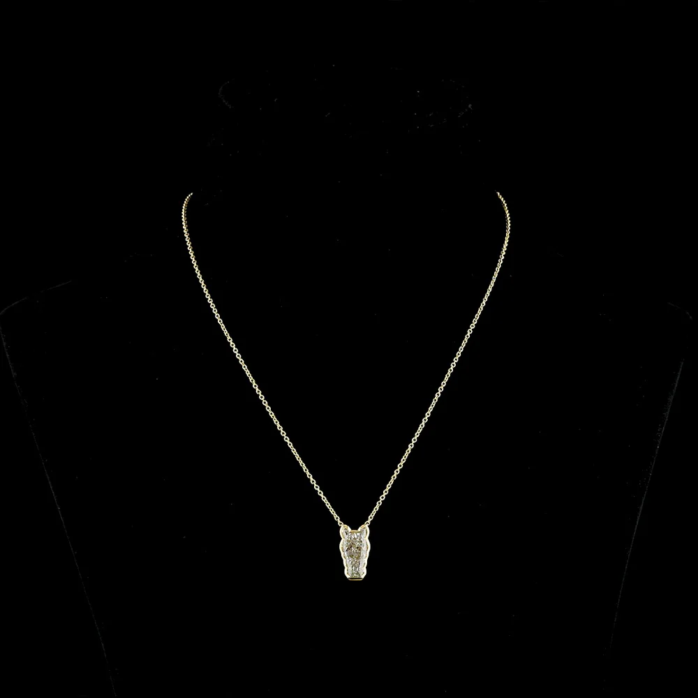 18K Yellow Gold Horse-Shaped Lab Diamond Pendant Necklace - 8.54 Carat Total Diamond Weight, E-F VS2 Clarity Bezel Set - Covaloro Fine Jewelry