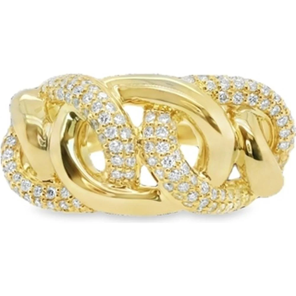18K Yellow Gold Interlocking Link Diamond Ring by Afarin