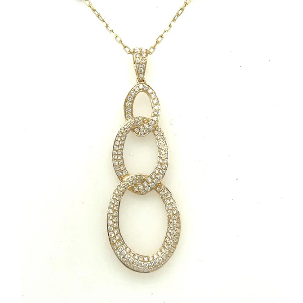 18K Yellow Gold Interlocking Oval Diamond Pendant Necklace by Afarin