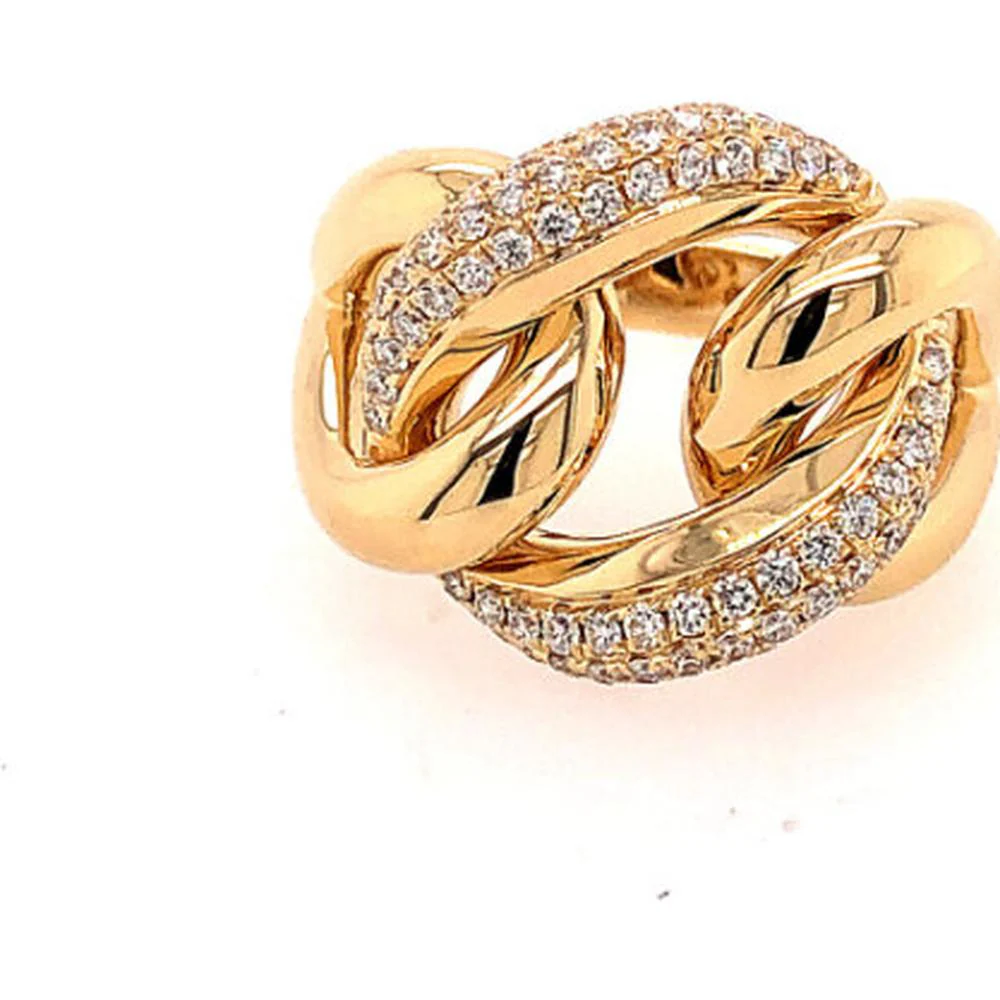 18K Yellow Gold Interwoven Diamond Statement Ring by Afarin
