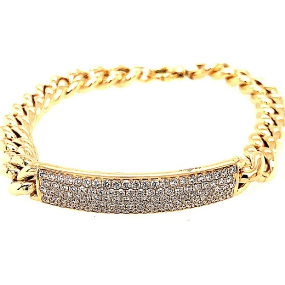 18K Yellow Gold Link Bracelet with Pavé Set Round Diamonds by Afarin