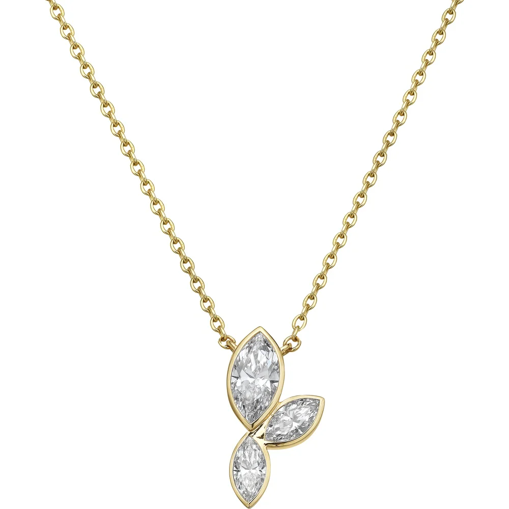 18K Yellow Gold Marquise Diamond Cluster Pendant with Bezel Set Lab Grown Diamonds - 1.59 Total Carat Weight - Covaloro Fine Jewelry