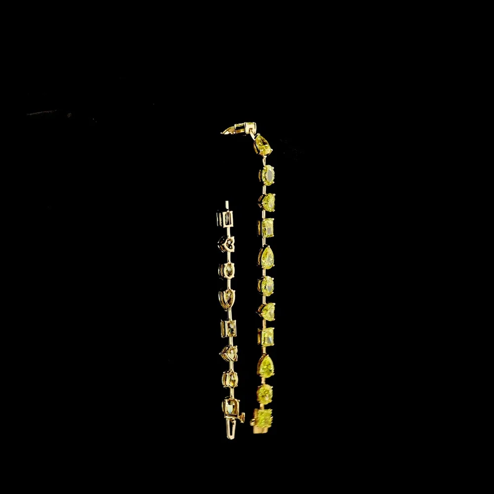 18K Yellow Gold Mixed Shape Station Bracelet with Fancy Vivid Yellow Lab Diamonds - 11.69 Carat Total Weight - Covaloro Fine Jewelry - Image 2