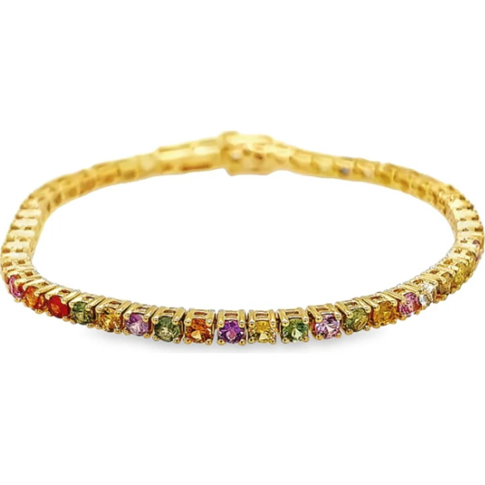 18K Yellow Gold Multi Sapphire Tennis Bracelet by Afarin