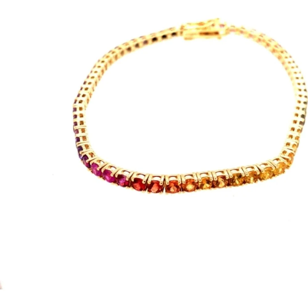 18K Yellow Gold Multi Sapphire Tennis Bracelet by Afarin