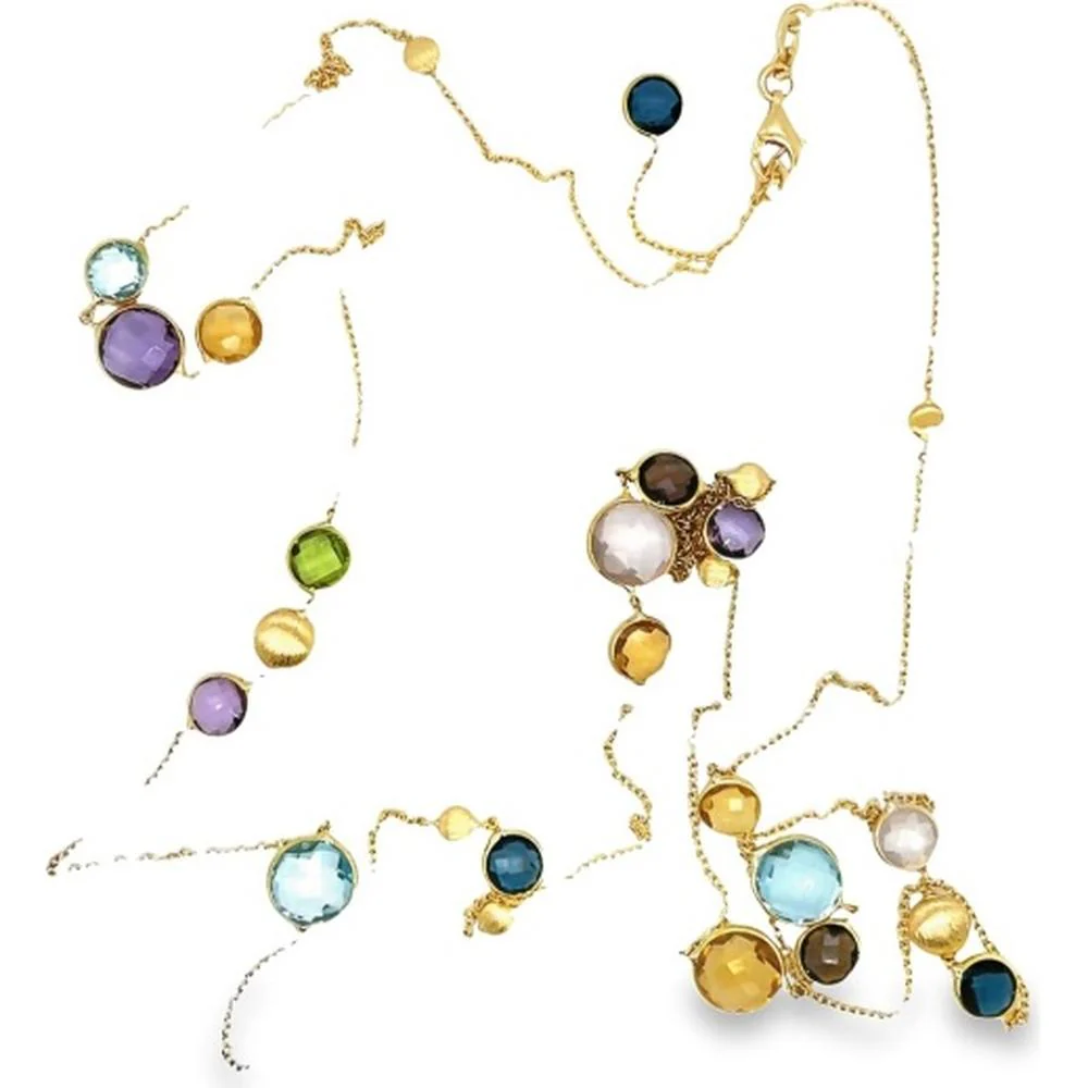 18K Yellow Gold Multi Semi-Precious Station Necklace by Afarin