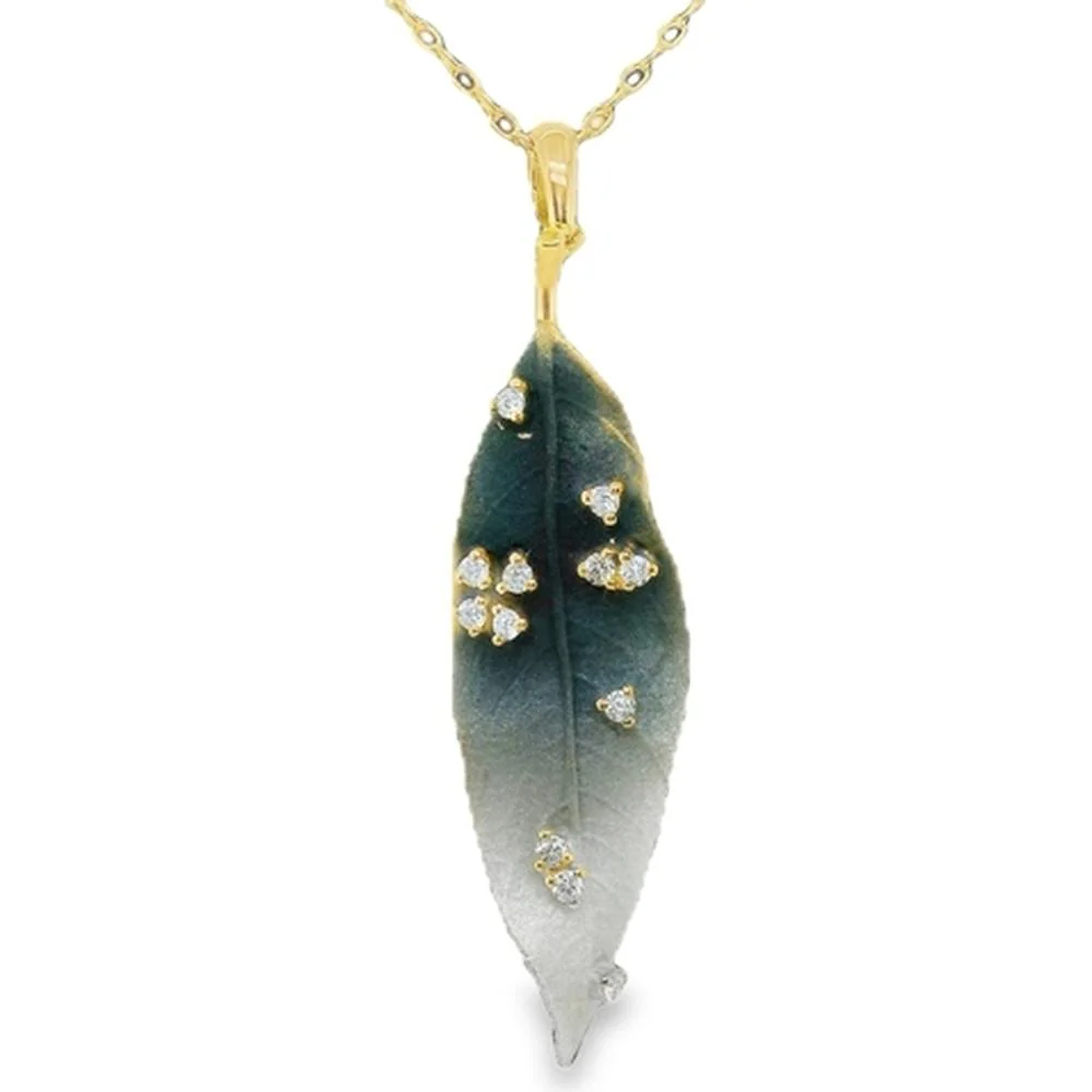18K Yellow Gold Nature-Inspired Free-Form Diamond Pendant by Afarin