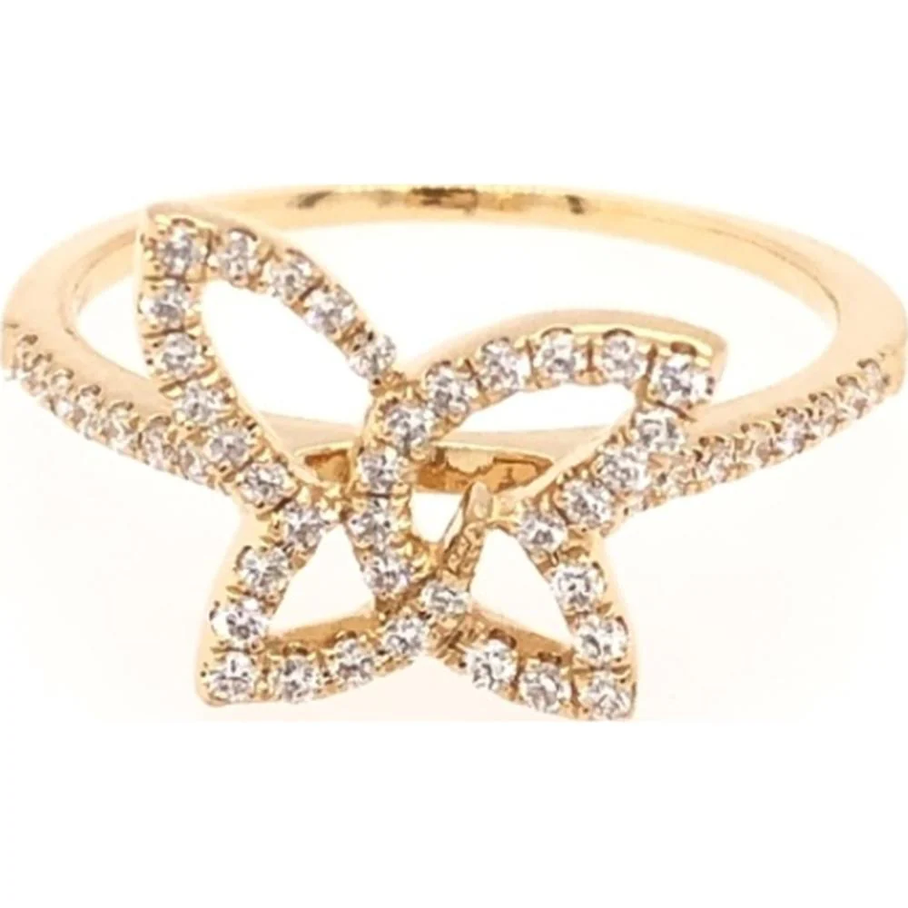 18K Yellow Gold Open Butterfly Diamond Ring by Afarin