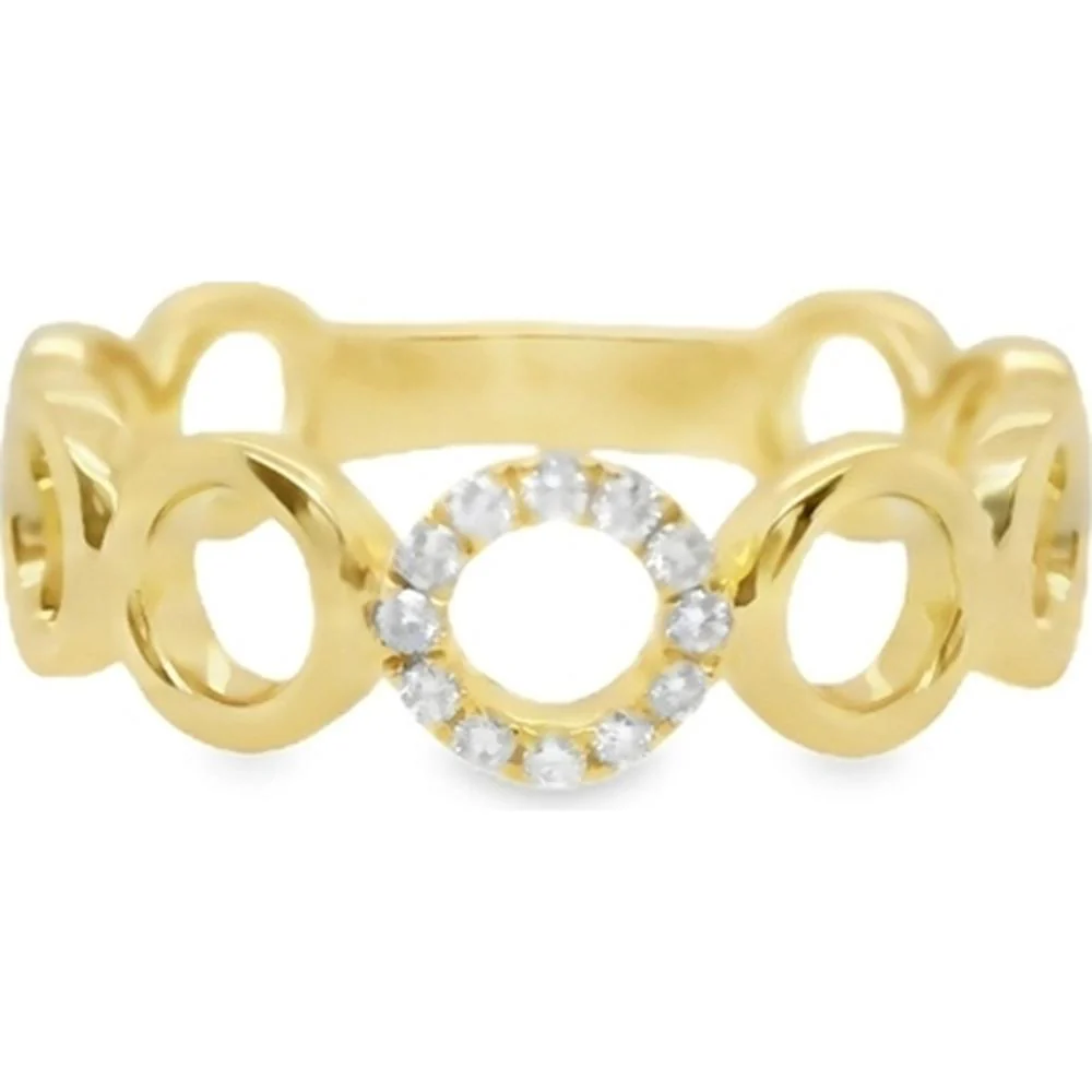18K Yellow Gold Open Circle Diamond Fashion Ring by Afarin