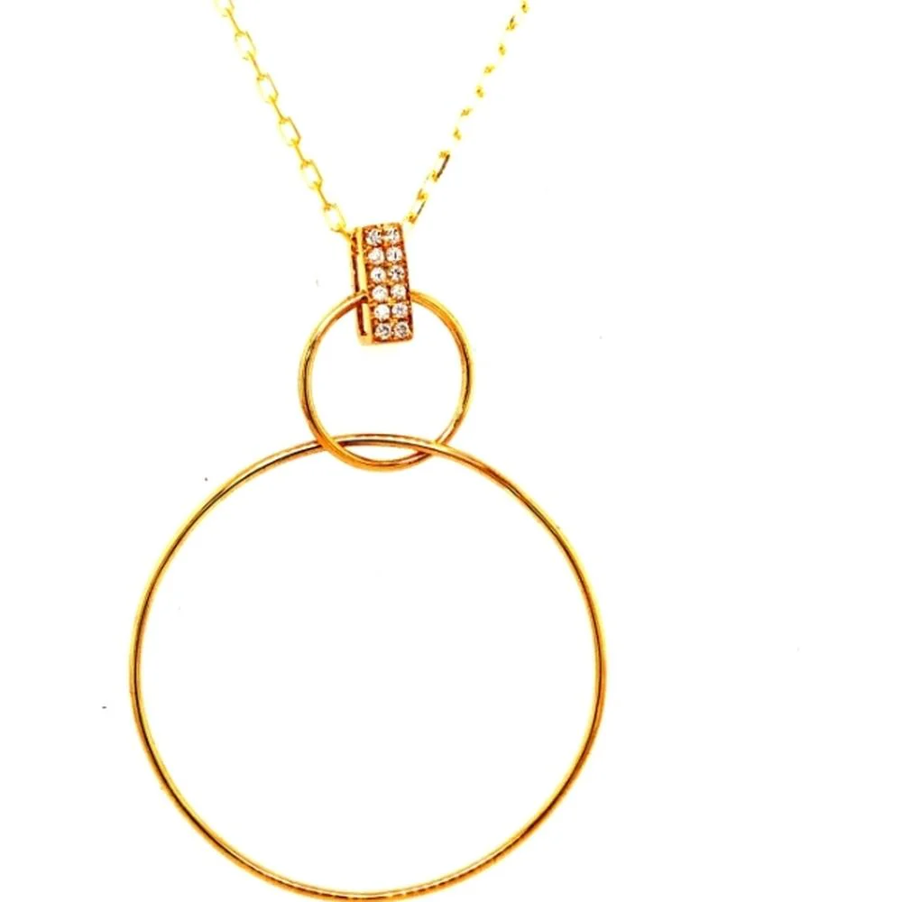 18K Yellow Gold Open Circle Pendant Necklace with Diamond-Accented Bail by Afarin
