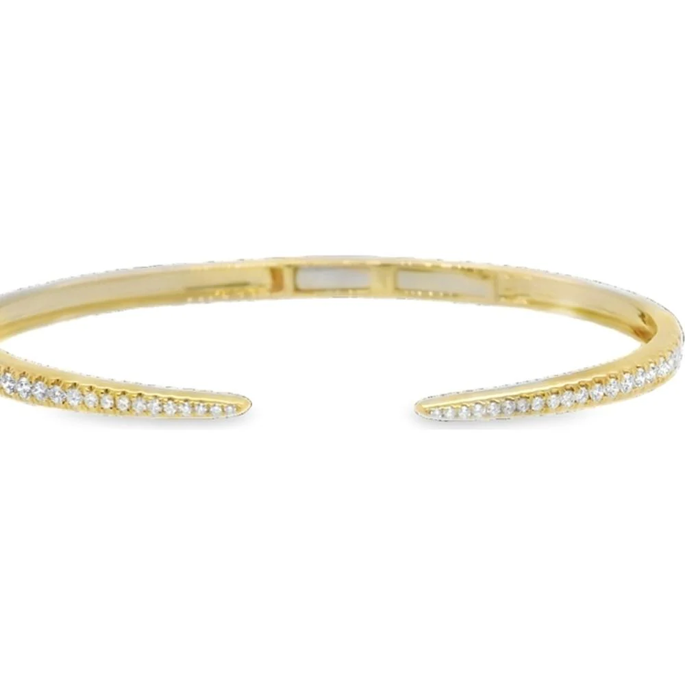 18K Yellow Gold Open Diamond Cuff Bangle Bracelet with Round Diamonds by Afarin